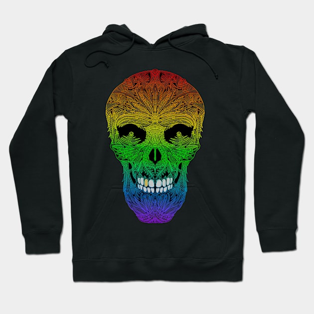 Sugar Skull Day of the Dead Art version #3 Rainbow Hoodie by DaveDanchuk